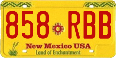 NM license plate 858RBB