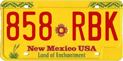 NM license plate 858RBK