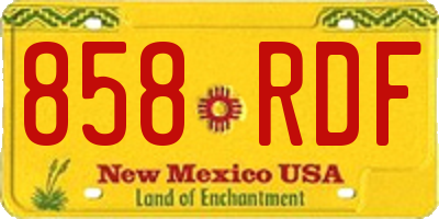 NM license plate 858RDF