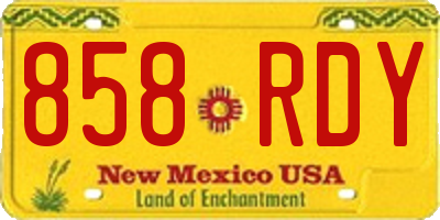 NM license plate 858RDY