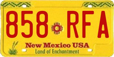 NM license plate 858RFA