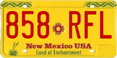 NM license plate 858RFL