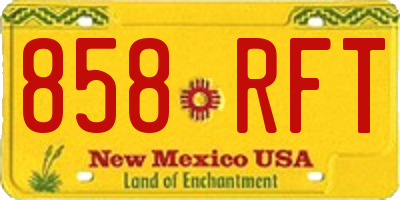 NM license plate 858RFT