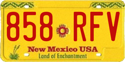NM license plate 858RFV