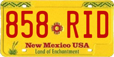 NM license plate 858RID