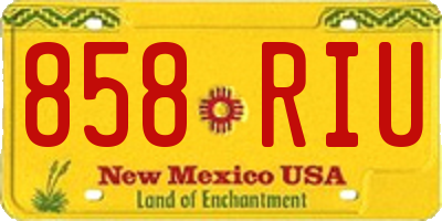 NM license plate 858RIU