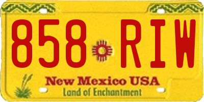 NM license plate 858RIW