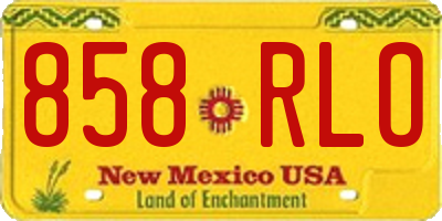 NM license plate 858RLO