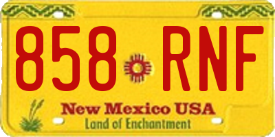 NM license plate 858RNF