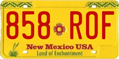 NM license plate 858ROF