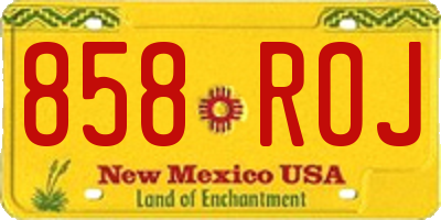 NM license plate 858ROJ