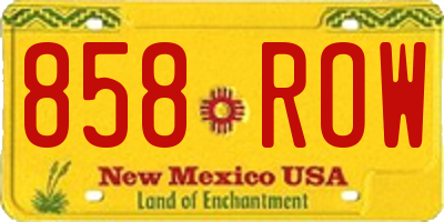 NM license plate 858ROW