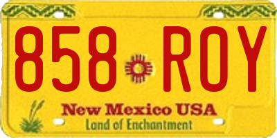 NM license plate 858ROY