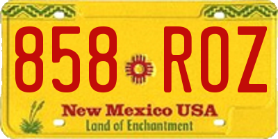 NM license plate 858ROZ