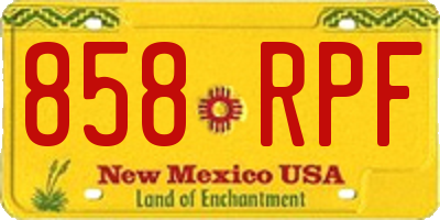 NM license plate 858RPF