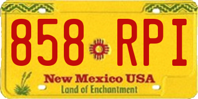 NM license plate 858RPI