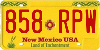 NM license plate 858RPW
