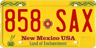 NM license plate 858SAX