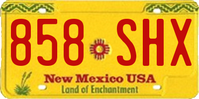 NM license plate 858SHX