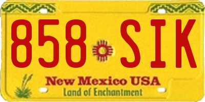 NM license plate 858SIK