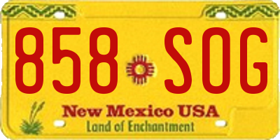 NM license plate 858SOG