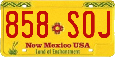 NM license plate 858SOJ