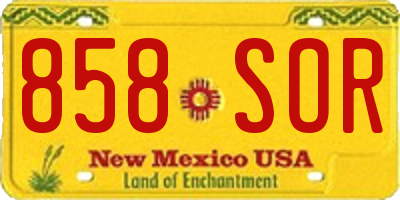 NM license plate 858SOR