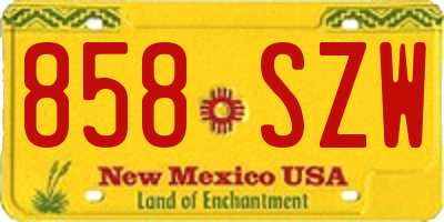 NM license plate 858SZW