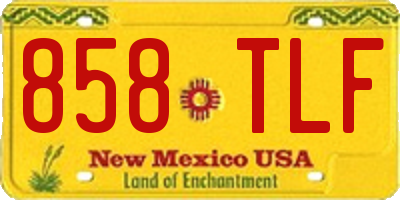 NM license plate 858TLF