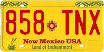 NM license plate 858TNX