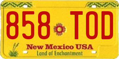 NM license plate 858TOD
