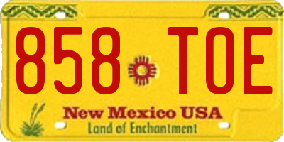 NM license plate 858TOE