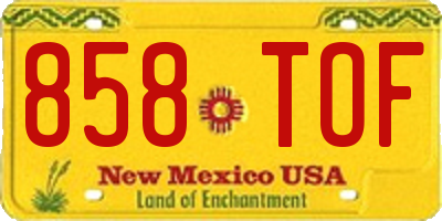 NM license plate 858TOF