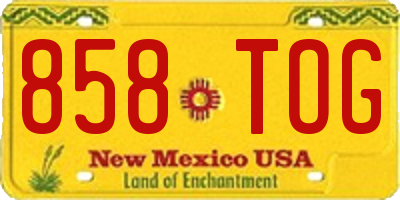 NM license plate 858TOG