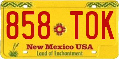NM license plate 858TOK