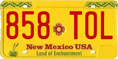 NM license plate 858TOL