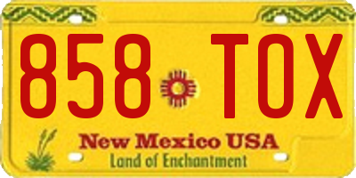 NM license plate 858TOX