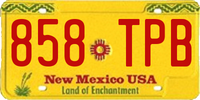 NM license plate 858TPB