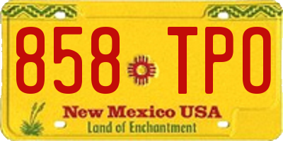 NM license plate 858TPO