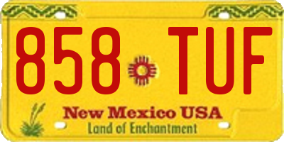 NM license plate 858TUF