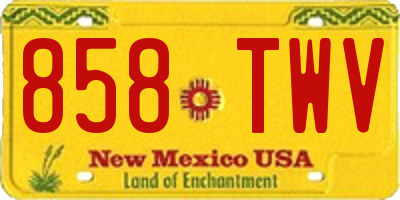 NM license plate 858TWV