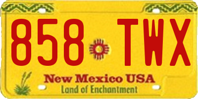 NM license plate 858TWX