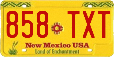 NM license plate 858TXT