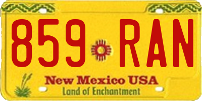 NM license plate 859RAN