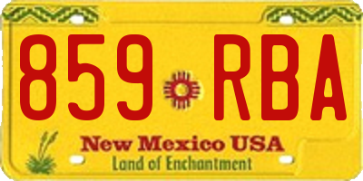 NM license plate 859RBA