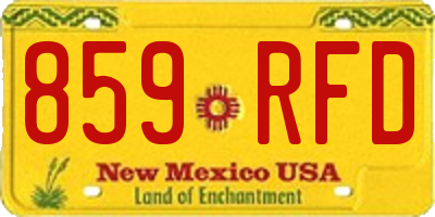 NM license plate 859RFD