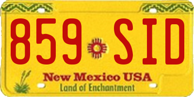 NM license plate 859SID