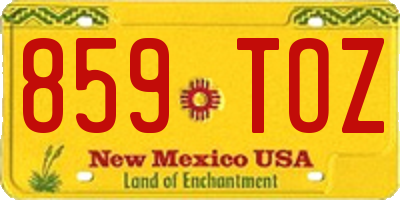 NM license plate 859TOZ