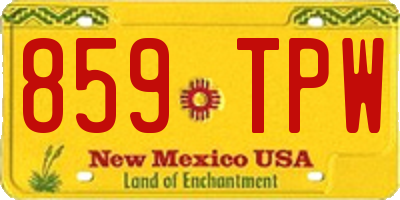 NM license plate 859TPW