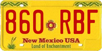 NM license plate 860RBF